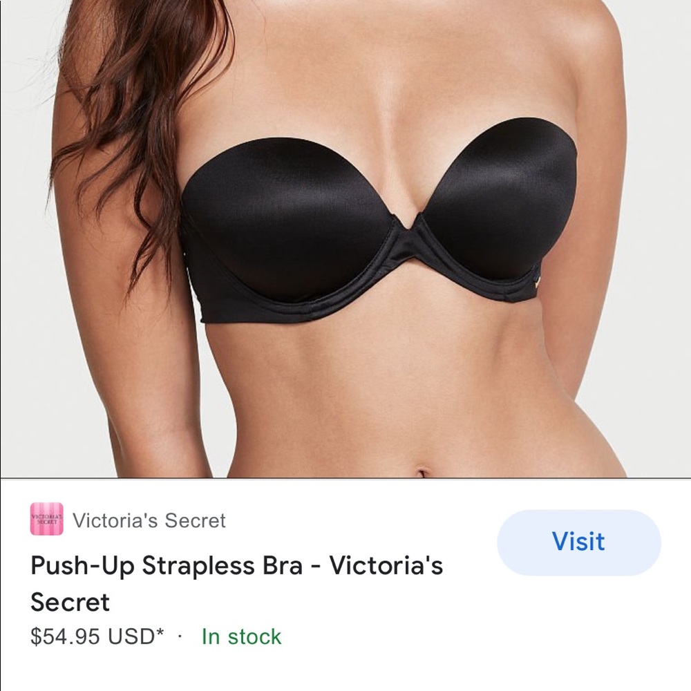Black strapless VS Bra